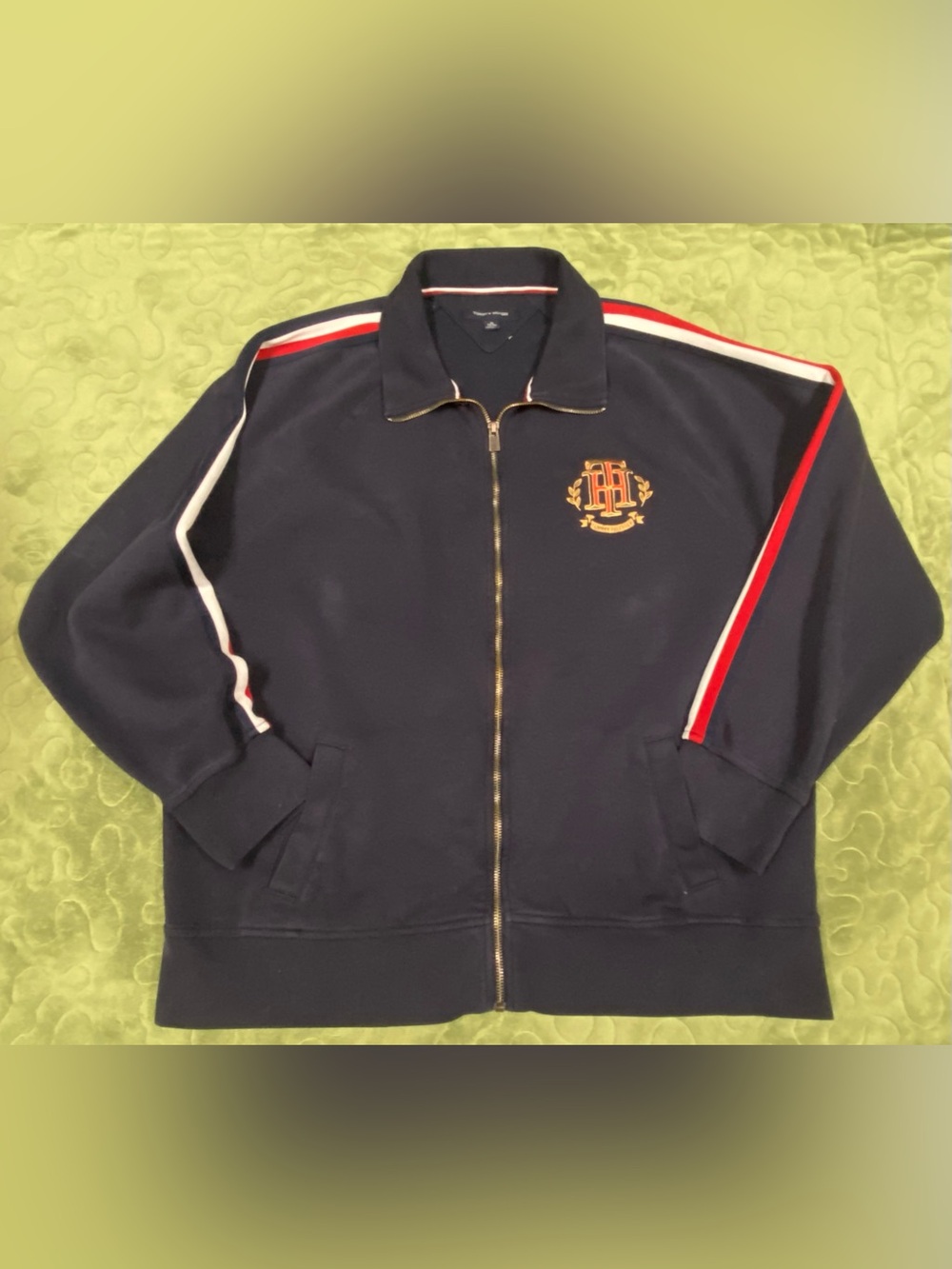 Tommy Hilfiger Navy Track Jacket with Red & White Stripes
